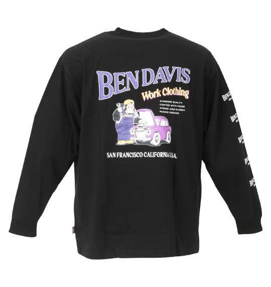 大きいサイズ メンズ BEN DAVIS カーエンジニアプリント 長袖 Tシャツ ブラック 1278-2161-2 3L 4L 5L 6L