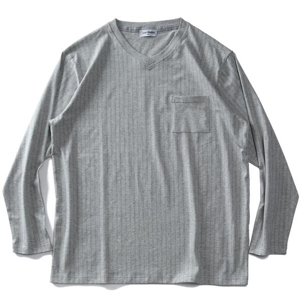 大きいサイズ メンズ LOUIS CHAVLON ルイシャブロン ストライプ柄 Vネック 長袖 Tシャツ 2160-8140