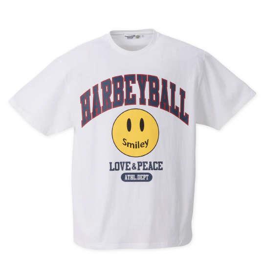 【キャラ】大きいサイズ メンズ SMILEY FACE カレッジスマイル 半袖 Tシャツ ホワイト 1278-2246-1 3L 4L 5L 6L