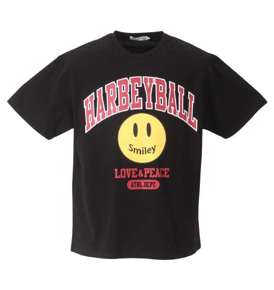 【キャラ】大きいサイズ メンズ SMILEY FACE カレッジスマイル 半袖 Tシャツ ブラック 1278-2246-2 3L 4L 5L 6L