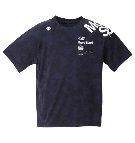 大きいサイズ メンズ DESCENTE ジャガード グラフィック  半袖 Tシャツ ネイビー 1278-2261-1 2L 3L 4L 5L 6L