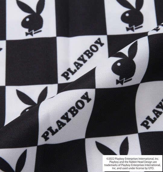 大きいサイズ メンズ PLAYBOY 昇華プリント 接触冷感 オープンカラー 半袖 シャツ ブラック × ホワイト 1277-2200-1 3L 4L 5L 6L 8L