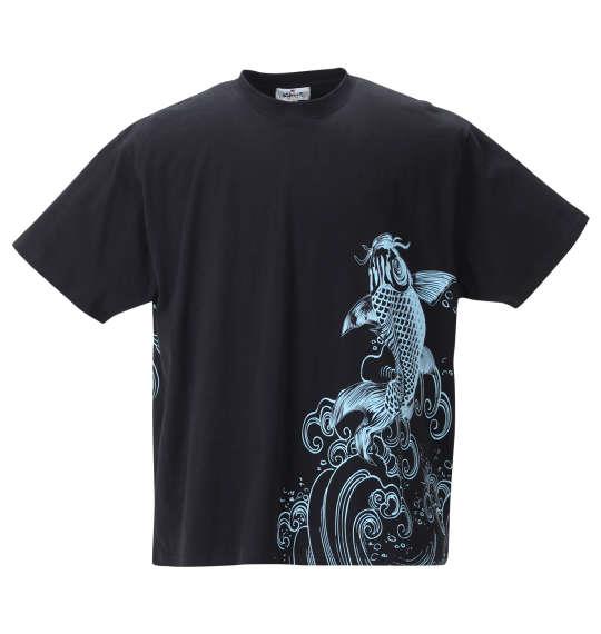 大きいサイズ メンズ 絡繰魂 登り金鯉 半袖 Tシャツ ブラック 1258-2231-1 3L 4L 5L 6L