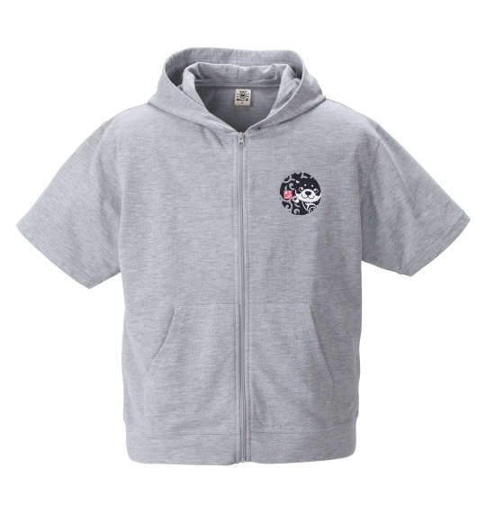大きいサイズ メンズ 黒柴印和んこ堂 ミニ裏毛 半袖 フルジップ パーカー + 天竺 半袖 Tシャツ グレー × ブラック 1258-2242-1  3L 4L 5L 6L 8L