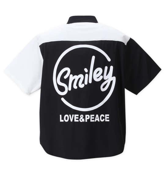 大きいサイズ メンズ SMILEY FACE LOVEスマイル 半袖 シャツ ホワイト × ブラック 1277-2230-1 3L 4L 5L 6L