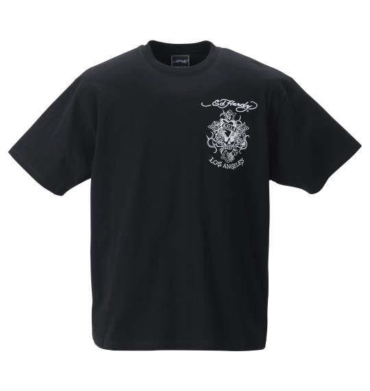大きいサイズ メンズ Ed Hardy 刺繍 & プリント 半袖 Tシャツ ブラック × シルバー 1278-2520-1 3L 4L 5L 6L 8L