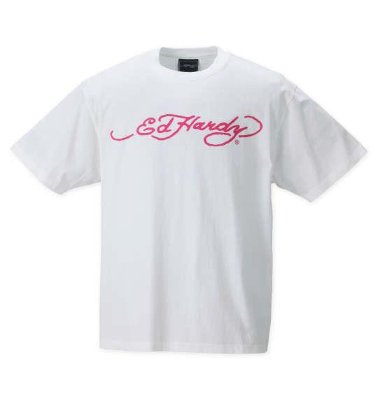 大きいサイズ メンズ Ed Hardy カラー分解プリント 半袖 Tシャツ オフホワイト 1278-2521-1 3L 4L 5L 6L 8L