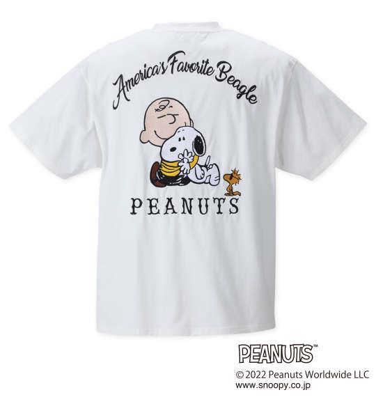 【キャラ】大きいサイズ メンズ FLAGSTAFF × PEANUTS スヌーピーコラボ 半袖 Tシャツ ホワイト 1278-2531-1 3L 4L 5L 6L