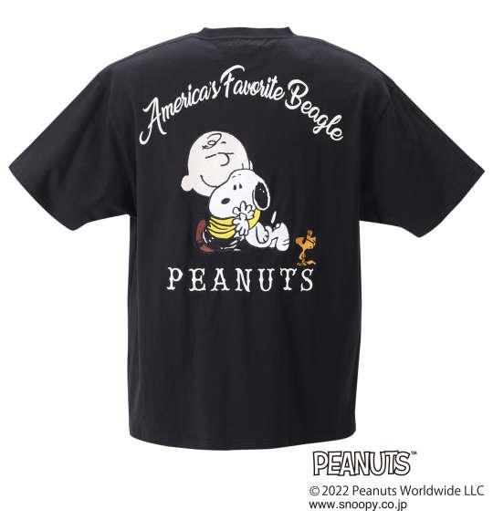 【キャラ】大きいサイズ メンズ FLAGSTAFF × PEANUTS スヌーピーコラボ 半袖 Tシャツ ブラック 1278-2531-2 3L 4L 5L 6L