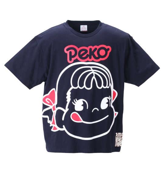 大きいサイズ メンズ PeKo&PoKo ビッグプリント 半袖 Tシャツ ネイビー 1278-2215-2 3L 4L 5L 6L 8L