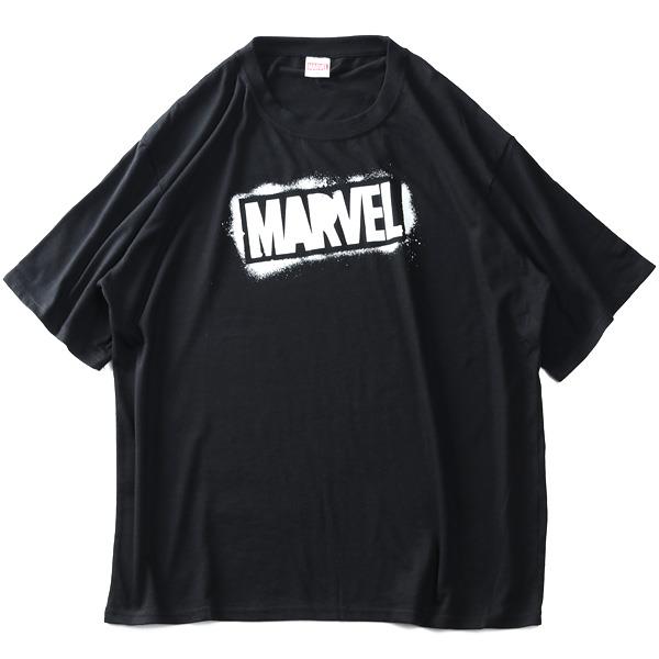 【stbr】大きいサイズ メンズ MARVEL マーベル 半袖 ロゴ プリント Tシャツ kkr13267