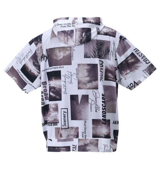 大きいサイズ メンズ BEAUMERE 昇華総柄 半袖 フルジップ パーカー + 半袖 Tシャツ グレー系 × ブラック 1258-2272-2 3L 4L 5L 6L