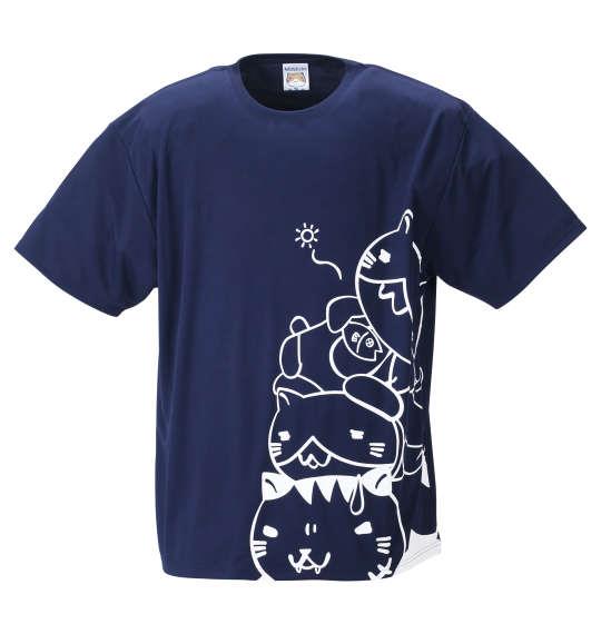 大きいサイズ メンズ NECOBUCHI-SAN DRY ハニカムメッシュ 半袖 Tシャツ ネイビー 1258-2236-1 3L 4L 5L 6L