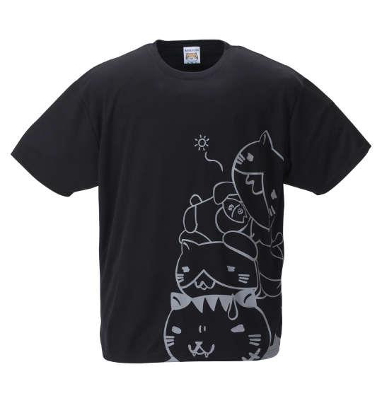 大きいサイズ メンズ NECOBUCHI-SAN DRY ハニカムメッシュ 半袖 Tシャツ ブラック 1258-2236-2 3L 4L 5L 6L