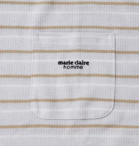 大きいサイズ メンズ marie claire homme 梨地 ボーダー 半袖 Tシャツ + ハーフパンツ グレージュ × ネイビー 1259-2202-1 3L 4L 5L 6L 8L