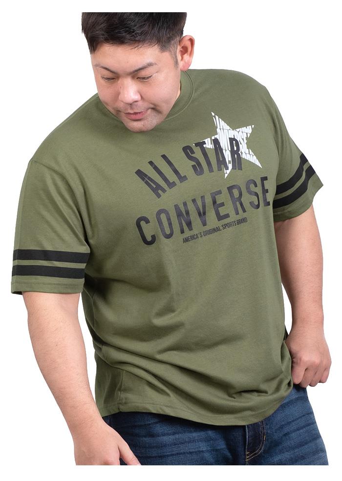 大きいサイズ メンズ CONVERSE コンバース ライン入り 半袖 Tシャツ 2260-9112