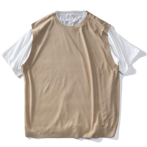 【sh0519】大きいサイズ メンズ PLEGGI プレッジ ベスト付き 半袖 Tシャツ 62-45047-2