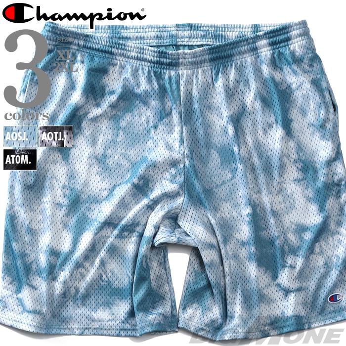 【sh0519】大きいサイズ メンズ Champion チャンピオン 総柄 メッシュ ショートパンツ ハーフパンツ ショーツ USA直輸入 81622p