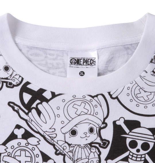 大きいサイズ メンズ ONE PIECE 総柄プリント 半袖 Tシャツ ホワイト 1278-2541-1 3L 4L 5L 6L 8L