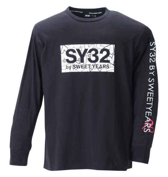 大きいサイズ メンズ SY32 by SWEET YEARS ハートボックスロゴ 長袖 Tシャツ ブラック 1278-1660-2 3L 4L 5L 6L