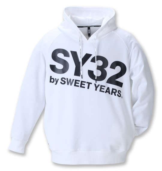 大きいサイズ メンズ SY32 by SWEET YEARS ビッグロゴ プル パーカー ホワイト 1278-1662-1 3L 4L 5L 6L