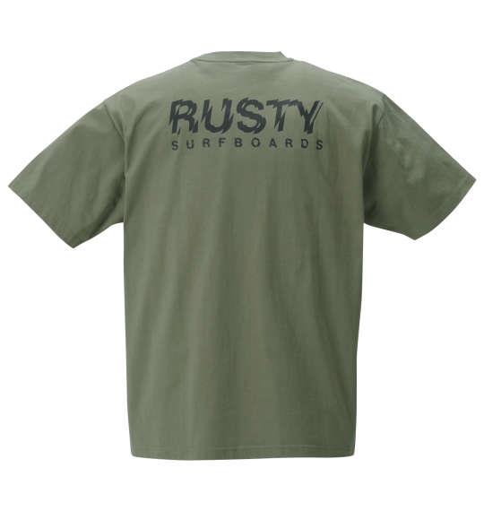 大きいサイズ メンズ RUSTY プリント 半袖 Tシャツ カーキ 1278-2581-1 3L 4L 5L 6L 8L