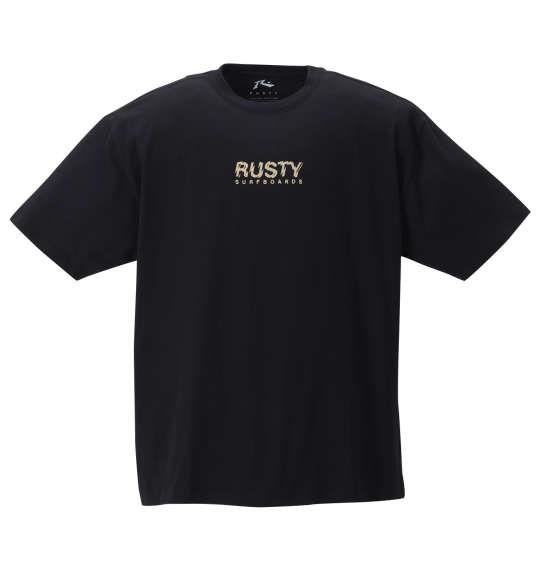大きいサイズ メンズ RUSTY プリント 半袖 Tシャツ ブラック 1278-2581-2 3L 4L 5L 6L 8L