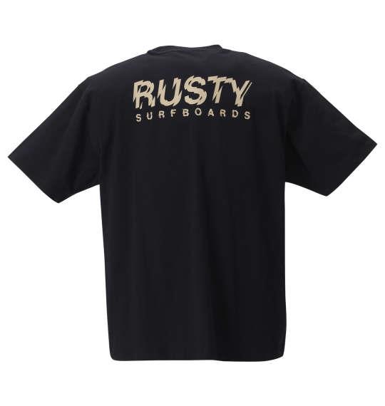 大きいサイズ メンズ RUSTY プリント 半袖 Tシャツ ブラック 1278-2581-2 3L 4L 5L 6L 8L