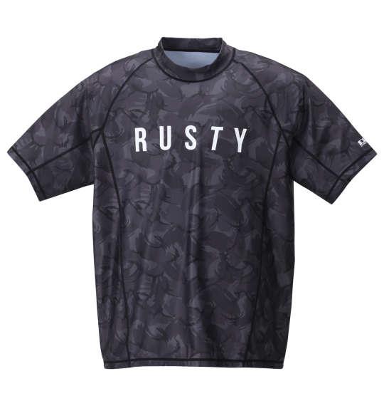 大きいサイズ メンズ RUSTY 半袖 ラッシュガード チャコール系カモフラ 1278-2583-2 3L 4L 5L 6L 8L