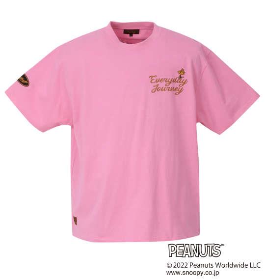 大きいサイズ メンズ FLAGSTAFF × PEANUTS スヌーピー コラボ 半袖 Tシャツ ピンク 1278-2556-1 3L 4L 5L 6L 8L