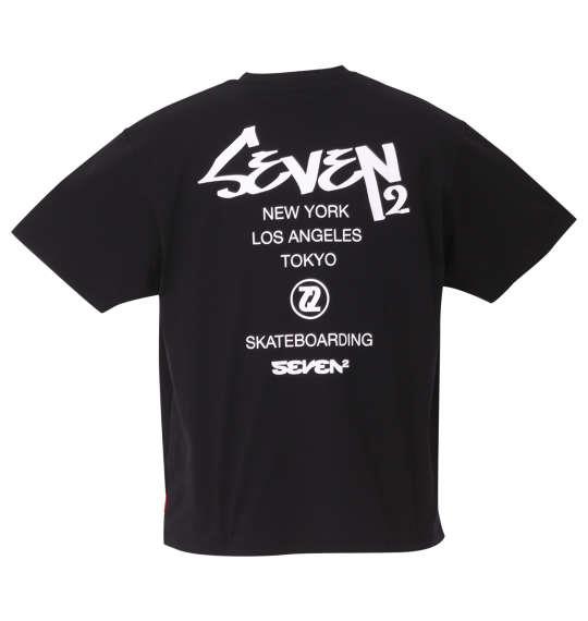 大きいサイズ メンズ SEVEN2 ストレッチ ポリエステル 半袖 Tシャツ ブラック 1268-2254-2 3L 4L 5L 6L 8L