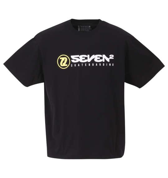 大きいサイズ メンズ SEVEN2 ストレッチ ポリエステル 半袖 Tシャツ ブラック 1268-2255-2 3L 4L 5L 6L 8L