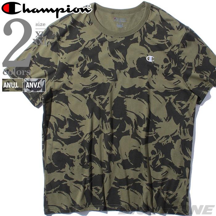 【sh0519】大きいサイズ メンズ Champion チャンピオン 総柄プリント 半袖 Tシャツ USA直輸入 t8754