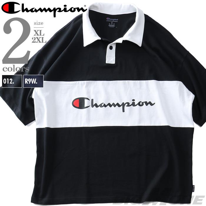 大きいサイズと大きい服のメンズ通販【ビッグエムワン】【sh0519】大きいサイズ メンズ Champion チャンピオン ミドルウェイト 半袖  ラグビー ポロシャツ USA直輸入 t63318(XL 黒柄): メンズ