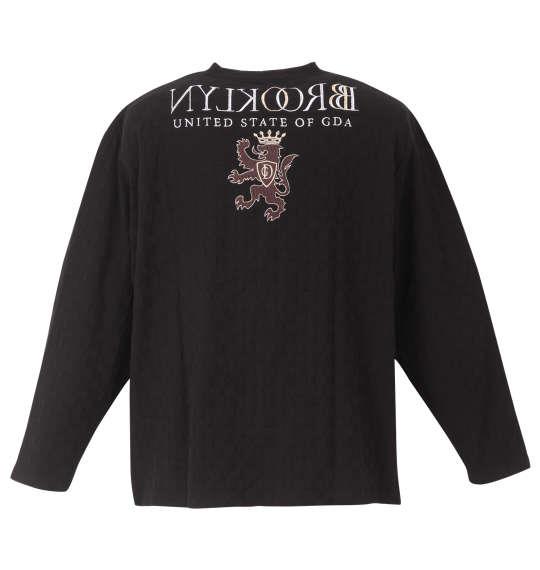 大きいサイズ メンズ GLADIATE 刺繍ブロックジャガード 長袖 Vネック Tシャツ ブラック 1258-2355-2 3L 4L 5L 6L