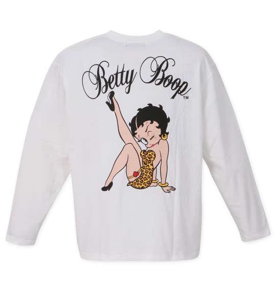 大きいサイズ メンズ BETTY BOOP 天竺 プリント 長袖 Tシャツ オフホワイト 1278-2395-1 3L 4L 5L 6L