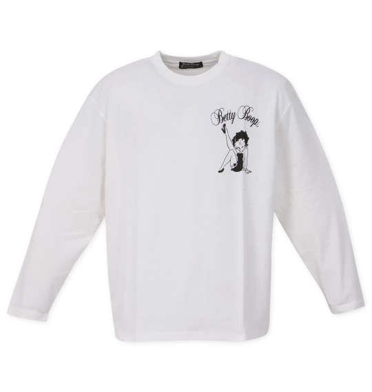 大きいサイズ メンズ BETTY BOOP 天竺 プリント 長袖 Tシャツ オフホワイト 1278-2395-1 3L 4L 5L 6L