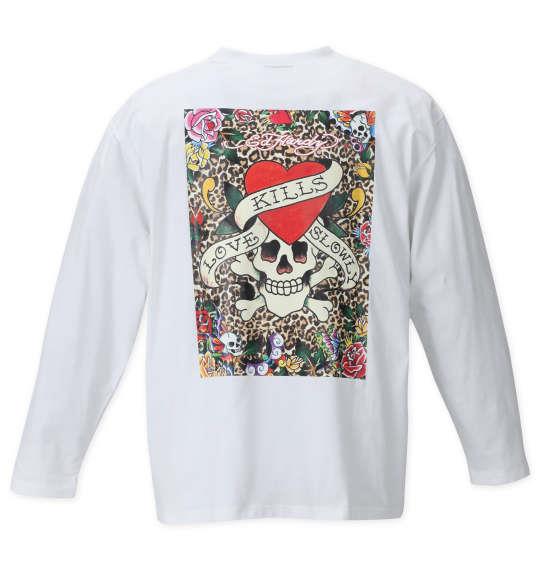 大きいサイズ メンズ Ed Hardy 天竺 プリント 長袖 Tシャツ オフホワイト 1278-2620-1 3L 4L 5L 6L