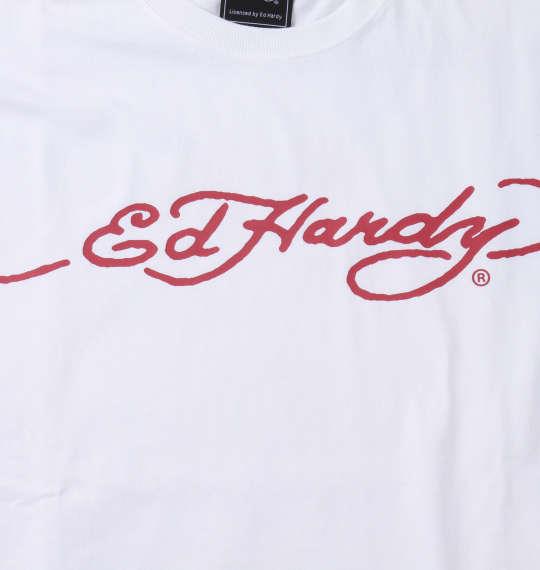 大きいサイズ メンズ Ed Hardy 天竺 プリント 長袖 Tシャツ オフホワイト 1278-2620-1 3L 4L 5L 6L