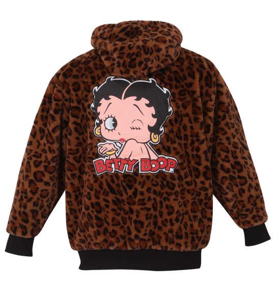 大きいサイズ メンズ BETTY BOOP フェイクファー フルジップ パーカー ジャケット レオパード 1278-2398-1 3L 4L 5L 6L