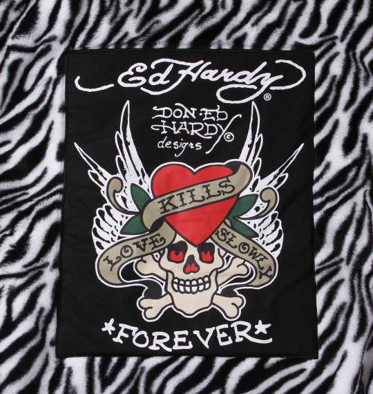 大きいサイズ メンズ Ed Hardy フェイクファー フルジップ パーカー ジャケット ゼブラ 1278-2622-1 3L 4L 5L 6L