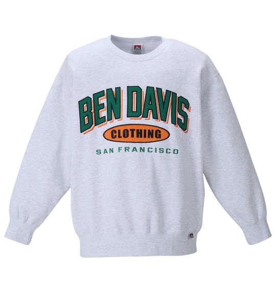 大きいサイズ メンズ BEN DAVIS カレッジワッペンロゴ クルーネック スウェット オートミール 1278-2605-1 3L 4L 5L 6L