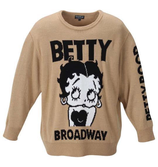 大きいサイズ メンズ BETTY BOOP 7G ジャガード クルーネック セーター ベージュ 1278-2396-1 3L 4L 5L 6L