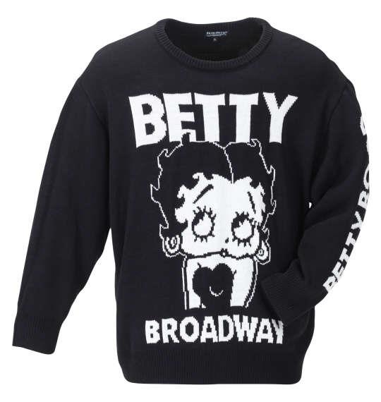 大きいサイズ メンズ BETTY BOOP 7G ジャガード クルーネック セーター ブラック 1278-2396-2 3L 4L 5L 6L