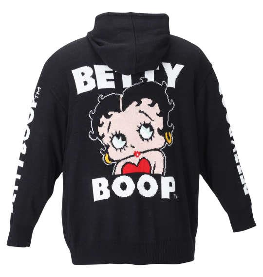 大きいサイズ メンズ BETTY BOOP 7G ジャガード フルジップ パーカー セーター ブラック 1278-2397-2 3L 4L 5L 6L