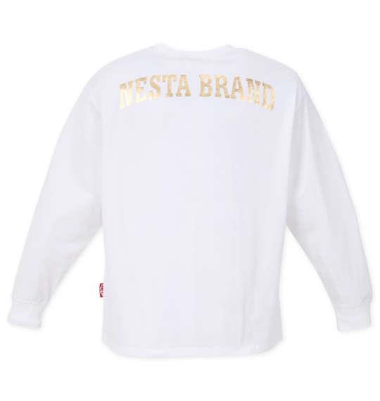 大きいサイズ メンズ NESTA BRAND 箔プリント 長袖 Tシャツ ホワイト 1278-2650-1 3L 4L 5L 6L 8L