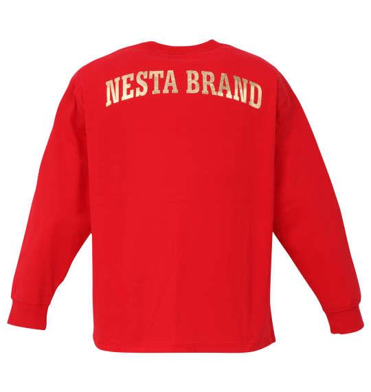 大きいサイズ メンズ NESTA BRAND 箔プリント 長袖 Tシャツ レッド 1278-2650-3 3L 4L 5L 6L 8L