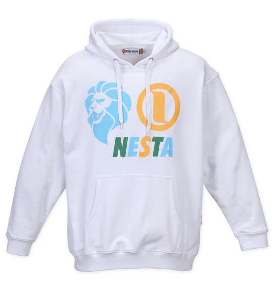 大きいサイズ メンズ NESTA BRAND 裏毛 プル パーカー ホワイト 1278-2651-1 3L 4L 5L 6L 8L