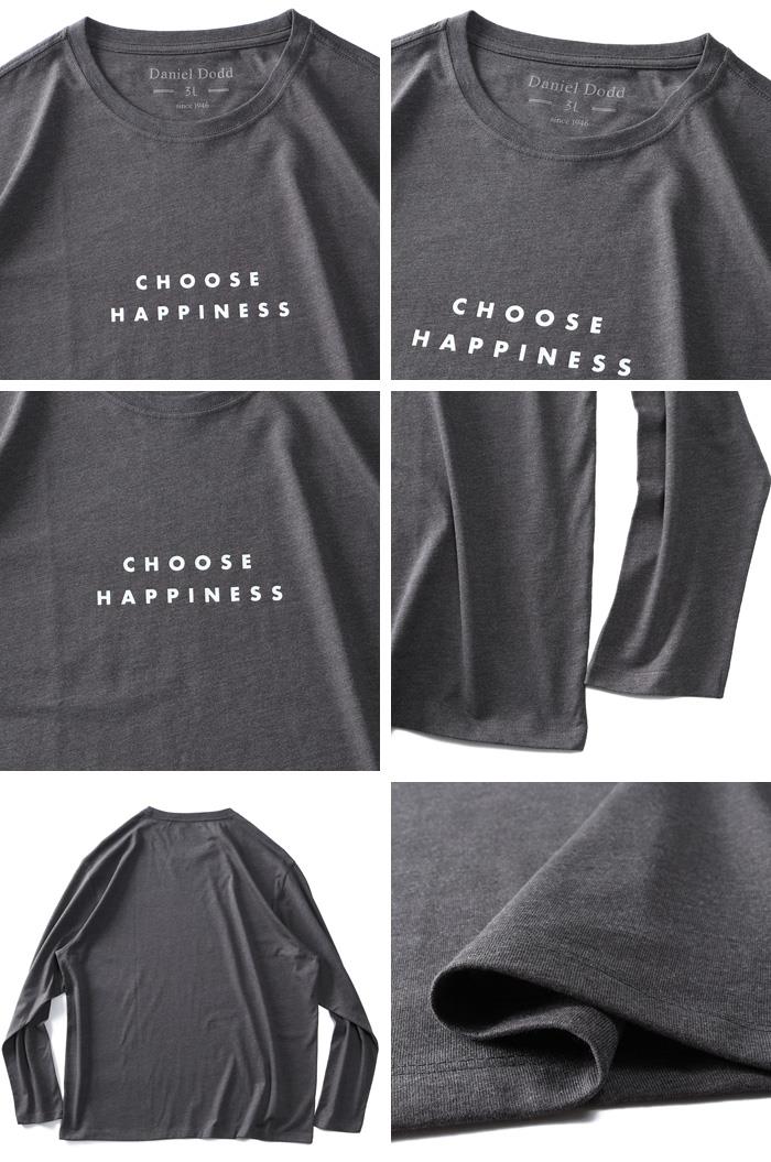 大きいサイズ メンズ DANIEL DODD プリント ロング Tシャツ CHOOSE HAPPINESS azt-220408