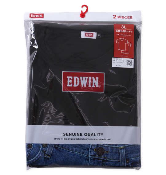 大きいサイズ メンズ EDWIN 2P クルーネック 半袖 Tシャツ ブラック 1249-2370-2 3L 4L 5L 6L 7L 8L